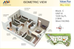 Isometric View of 2 B-H-K [1220 Sft.]