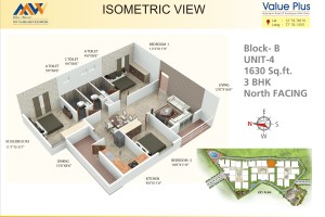 Isometric View of 3 B-H-K [1630 Sft.]